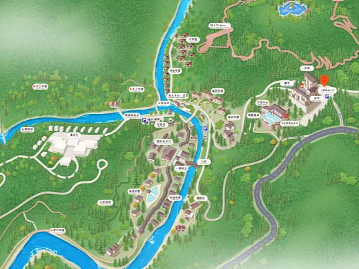 洪雅结合景区手绘地图智慧导览和720全景技术，可以让景区更加“动”起来，为游客提供更加身临其境的导览体验。